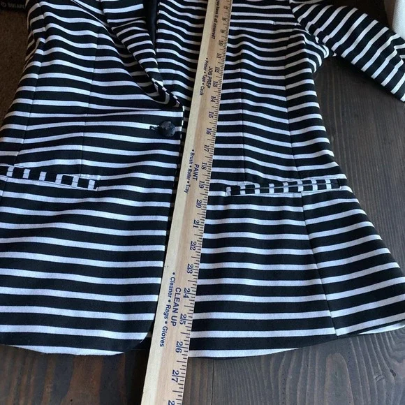 Mossimo Blazer M Womens Black White Striped Business Career Office Jacket Preppy - Picture 10 of 12